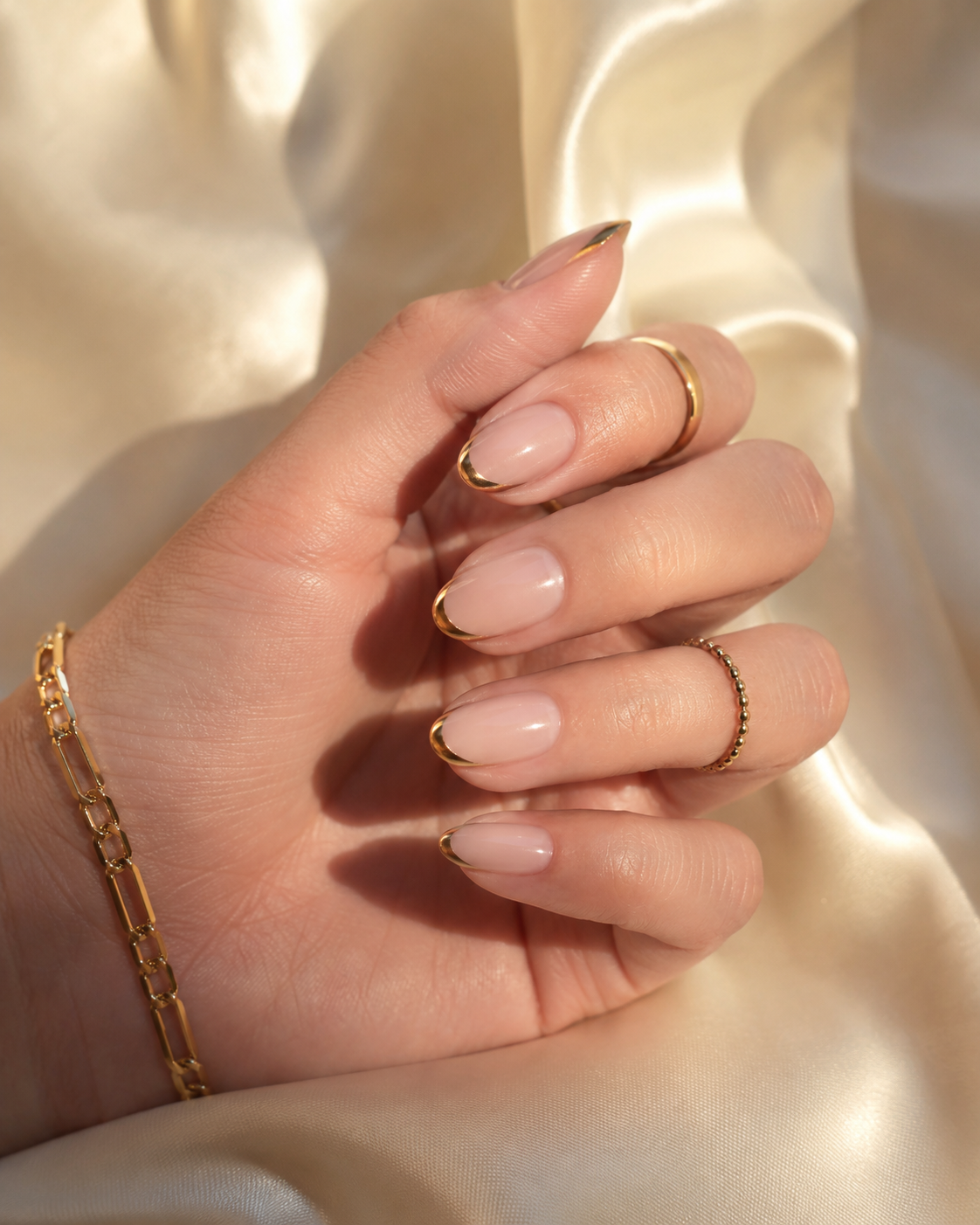 Gold French Nails